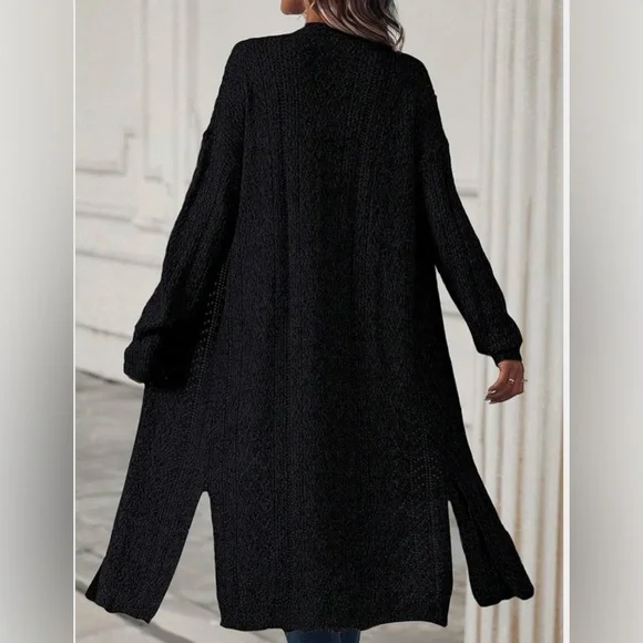 New black open front cardigan sweater - Picture 3 of 4